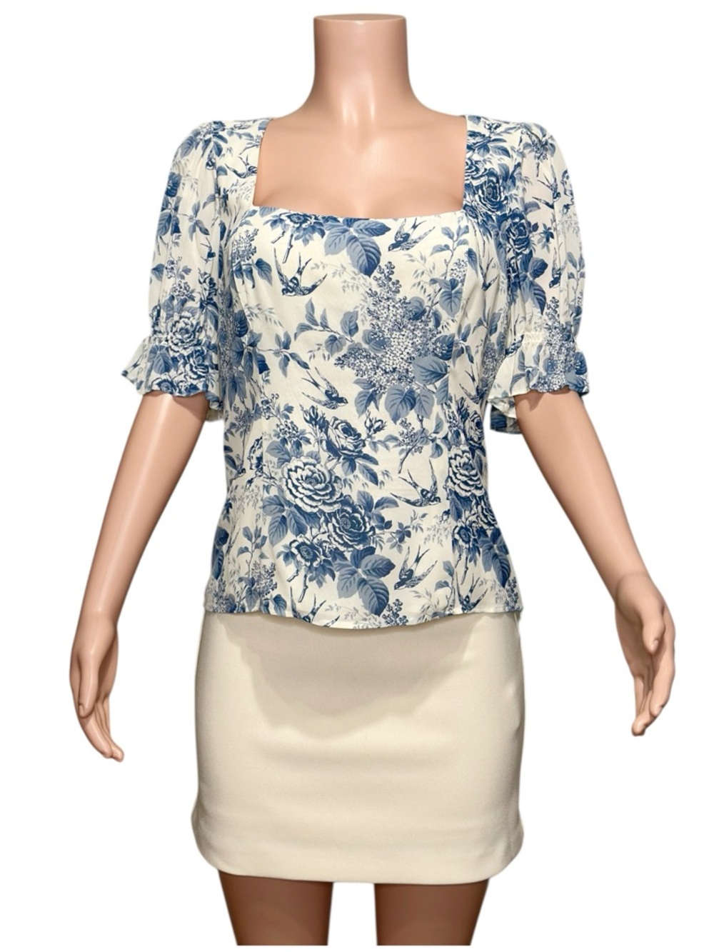 REFORMATION Constance Blouse, Ivory Blue Toile, 12 (US) - Picture 4 of 8